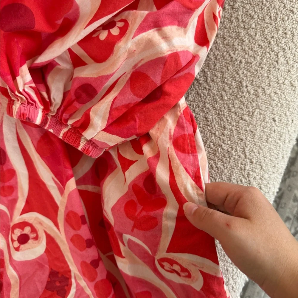 Frances Valentine Olive Holiday Floral Print Caftan🤍 - Picture 5 of 9